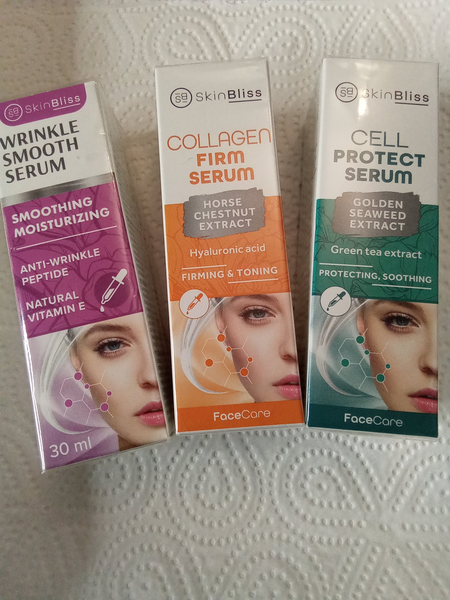 Pack 3 Serums Soins Complet Anti-Âge Et Protection Cellulaire Aux Collagène Et Peptides