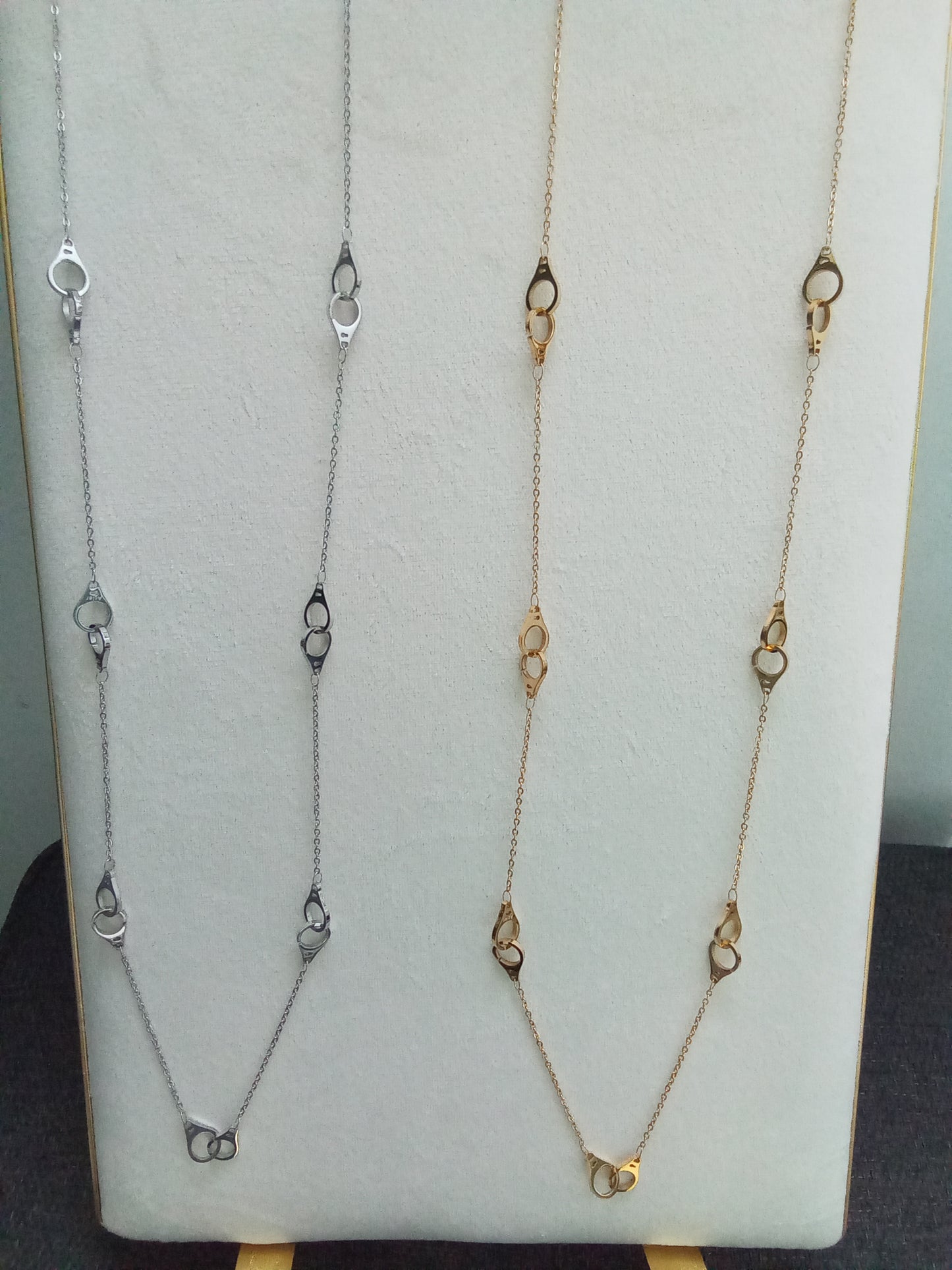 COLLIER SAUTOIR, ACIER INOXYDABLE, PENDENTIFS SYMBOLES MENOTTES