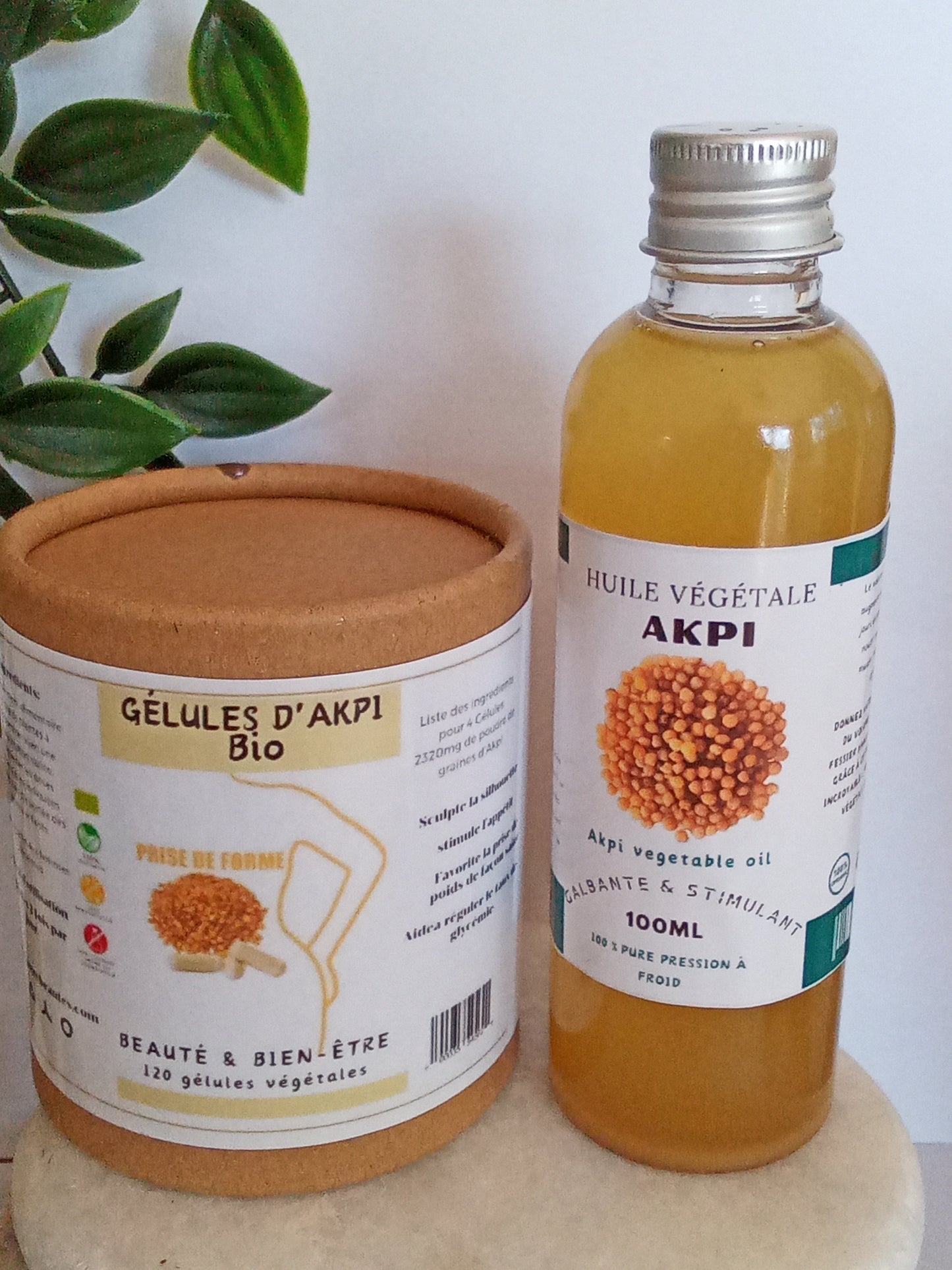 Kit Gélules et d'Akpi-Huile pour Grossir la Poitrine- Galber les Fesses-Nourrit Protège la Peau Cheveux - 100% Naturelle