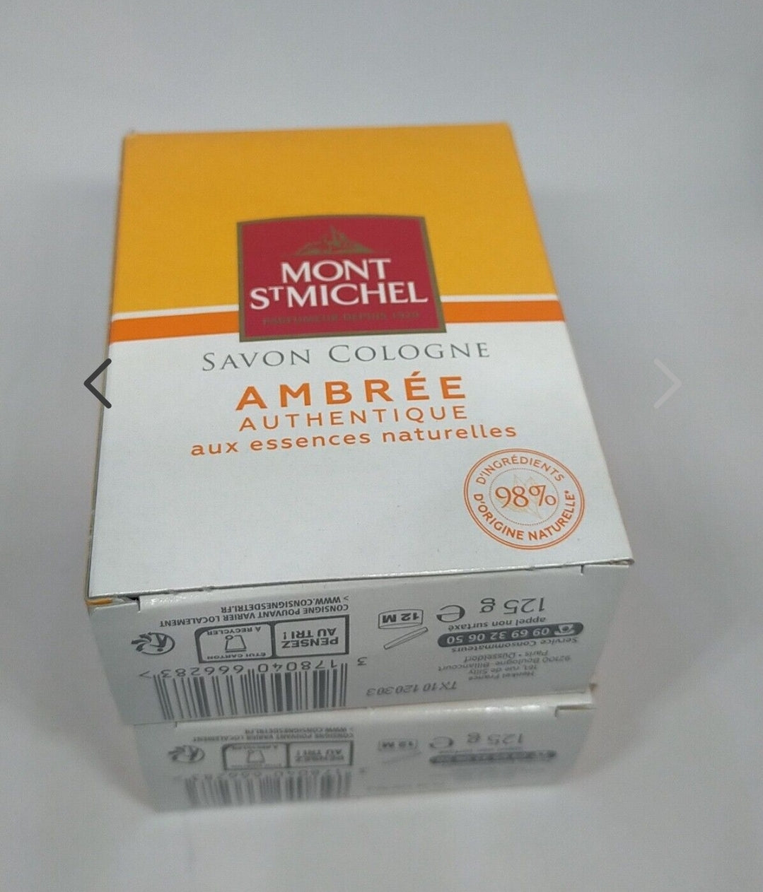 Lot de 2 Mont St Michel Savon Cologne Solide Ambrée Authentique ( 125 g x 2)