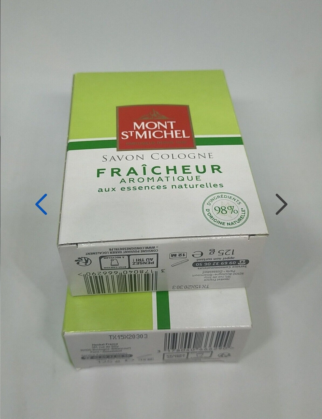 Lot de 2 Mont St Michel Savon Cologne Solide Fraicheur AROMATIQUE ( 125 g x 2)